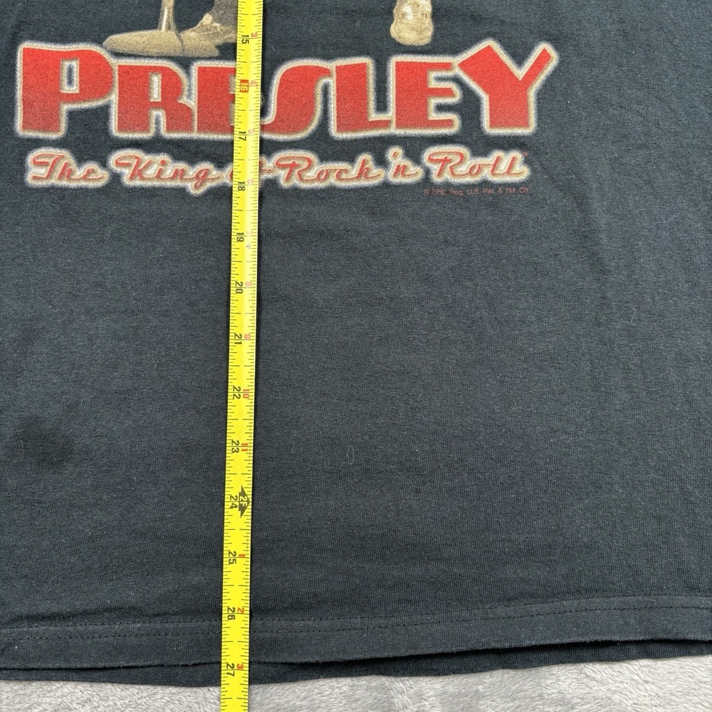 Vintage Y2K Elvis Presley King of Rock And Roll Shirt Large Black Liquid-Blue - Picture 4 of 5